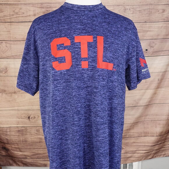 ST LOUIS CARDINALS STL BLUE POLYESTER ACTIVE SGA STADIUM GIVEAWAY T-SHIRT SZ XL - Picture 2 of 6